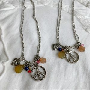 American Eagle Bohemian Peace Sign Charm Necklaces